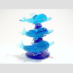 Tre Delfiner P Koral Sten - Bl - 9cm