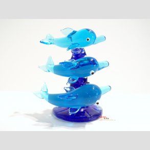 Tre Delfiner P Koral Sten - Bl - 9cm