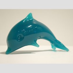 Delfin Figurer - Stende Jade Glas Delfin - 10cm