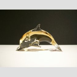 Glaskunst - Stende Klar/Brun Glas Delfin