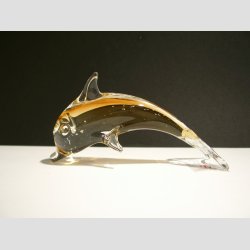 Glaskunst - Stende Klar/Brun Glas Delfin