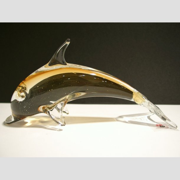Glaskunst - Stende Klar/Brun Glas Delfin 17 cm