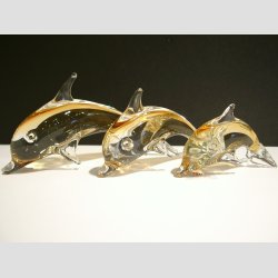 Glaskunst - Stende Klar/Brun Glas Delfin