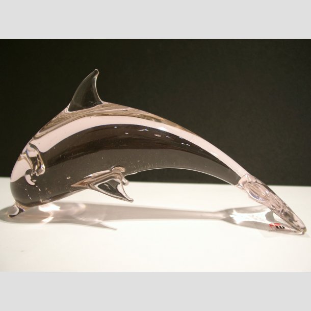 Delfiner - Stende Lyserd Glas Delfin 17 cm