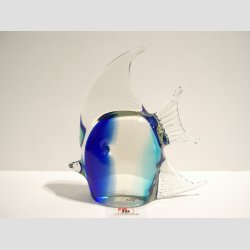 Fiskefigur - Glas Fisk - Hj Finne - Klar/Bl/Lysebl - H12cm