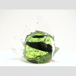 Glaskunst - Glas Fisk - Hj Finne - Klar/Grn/Sne - 8cm