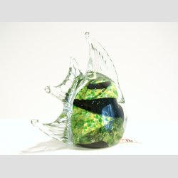 Glaskunst - Glas Fisk - Hj Finne - Klar/Grn/Sne - 8cm