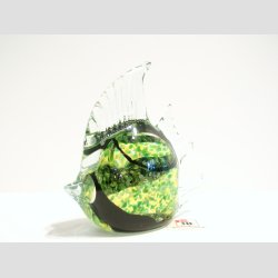 Glaskunst - Glas Fisk - Hj Finne - Klar/Grn/Sne - 8cm