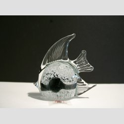 Glaskunst - Glas Fisk - Hj Finne - Klar/Hvid/Sort - 8cm