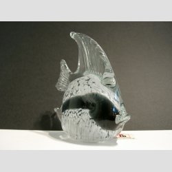 Glaskunst - Glas Fisk - Hj Finne - Klar/Hvid/Sort - 8cm