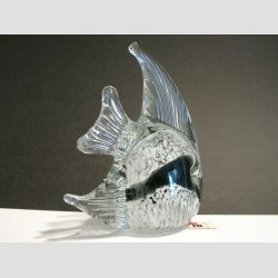 Glaskunst - Glas Fisk - Hj Finne - Klar/Hvid/Sort - 8cm