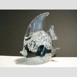 Glaskunst - Glas Fisk - Hj Finne - Klar/Hvid/Sort - 8cm