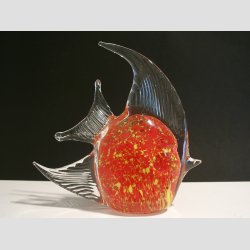 Glas Fisk Figur - Hj Finne - Orange/Gul/Sne - B15 - H18cm