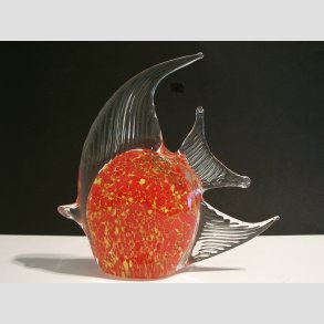 Glas Fisk Figur - Hj Finne - Orange/Gul/Sne - B15 - H18cm