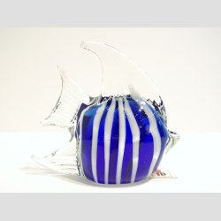 Finnefisk - Glas Fisk - H�j Finne - Bl� Hvid Striber - 7-8cm