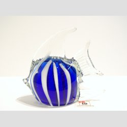 Finnefisk - Glas Fisk - H�j Finne - Bl� Hvid Striber - 7-8cm