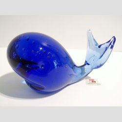 Hval - Glas Hval - Klar Bl - Med Bobler - 10-12cm