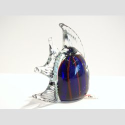 Glas Figur - Glas Fisk - Hj Finne - Bl/Rd Striber - 7-8cm