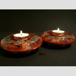 Stearinlys - Glas Lysestage - Drmmelys - Wisdom Terra - 4x11cm