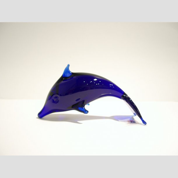 Delfiner - Stende Mrke Bl Glas Delfiner 10 cm