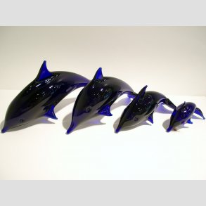 Delfiner - Stende Mrke Bl Glas Delfiner