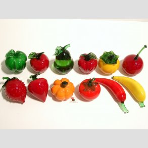 Frugt - Stor Glas Frugt - Massiv Glas 4-8cm