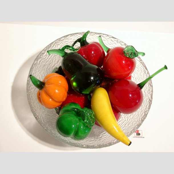 Frugt - Stor Glas Frugt - Massiv Glas 4-8cm 1 S&aelig;t