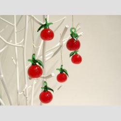 Hngende Glas Mini bler - Rde - 3cm