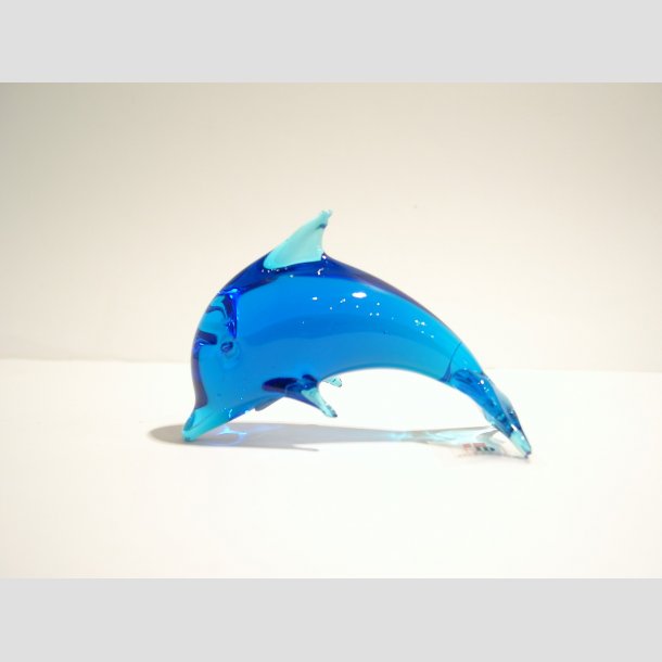 Delfiner - Stende Lysebl Glas Delfiner 10 cm