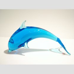 Delfiner - Stende Lysebl Glas Delfiner