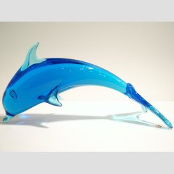 Delfiner - Stende Lysebl Glas Delfiner