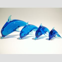 Delfiner - Stende Lysebl Glas Delfiner