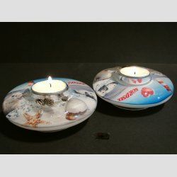 Fyrfadslys - Glas Lysestage - Drmmelys - Nordsee Ocean - 4x11cm