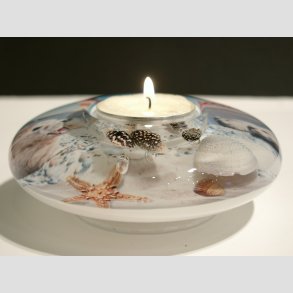 Fyrfadslys - Glas Lysestage - Drmmelys - Nordsee Ocean - 4x11cm