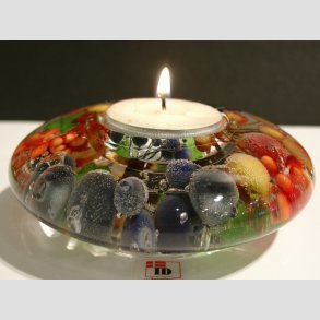 Glaskunst - Lysestage I Glas til Fyrfadslys - Drmmelys - Very Berry - 4x11cm