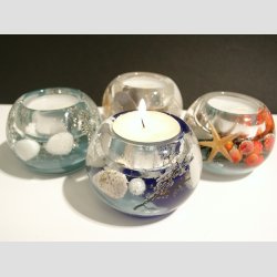 Stearinlys Seaside Memories - Blue, Gold, Berry, Silver - 1 St Med 4 Asst. H5 D7cm