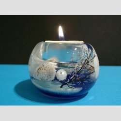 Stearinlys Seaside Memories - Mercur Ocean Blue - H5 D7cm