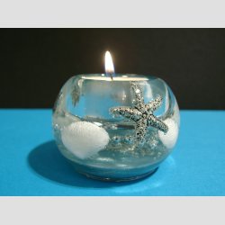 Stearinlys Seaside Memories - Mercur Silver Waterworld - H5 D7cm