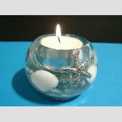 Stearinlys Seaside Memories - Mercur Silver Waterworld - H5 D7cm