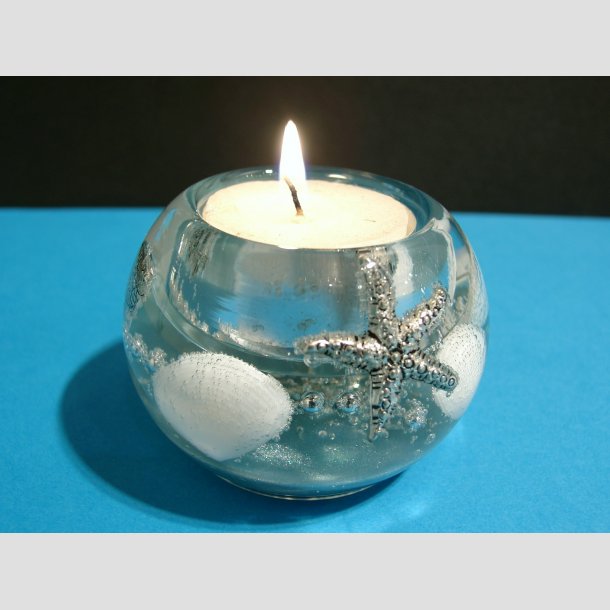 Stearinlys Seaside Memories - Mercur Silver Waterworld - H5 D7cm