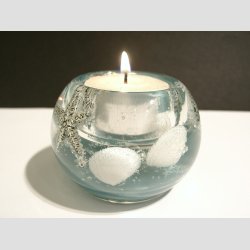 Stearinlys Seaside Memories - Mercur Silver Waterworld - H5 D7cm