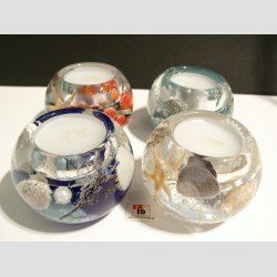 Stearinlys Seaside Memories - Blue, Gold, Berry, Silver - 1 St Med 4 Asst. H5 D7cm