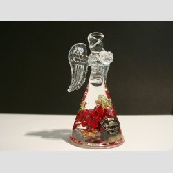 Engle - Glas Drmme Engle - Hndlavede Med Dekoration - "Christmas Berries" - 10cm