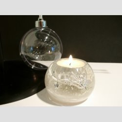 Julekugle - Hndlavede Mercurlys i Acryl Gave Kugle - "Winterdance White" - H5 D7cm