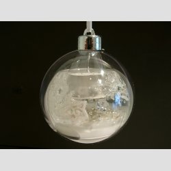 Julekugle - Hndlavede Mercurlys i Acryl Gave Kugle - "Winterdance White" - H5 D7cm