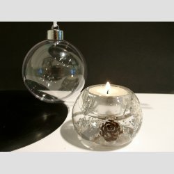 Julekugle - Hndlavede Mercurlys i Acryl Gave Kugle - "Winter Story" - H5 D7cm