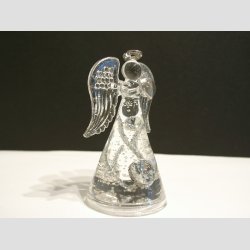 Engle - Hndlavede Glas Engle Med Slvbelagte Kanter - "Diamant" Slv - 9cm