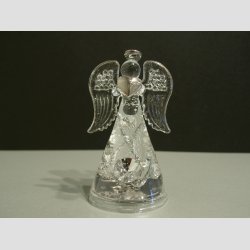 Engle - Hndlavede Glas Engle Med Slvbelagte Kanter - "Diamant" Slv - 9cm