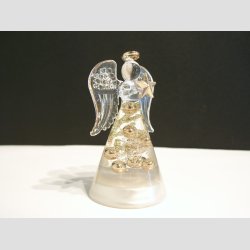 Engle - Hndlavede Glas Engle Med Guldbelagte Kanter - "Guld Perle" - 9cm