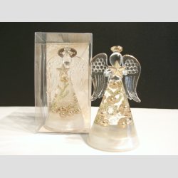 Engle - Hndlavede Glas Engle Med Guldbelagte Kanter - "Guld Perle" - 9cm